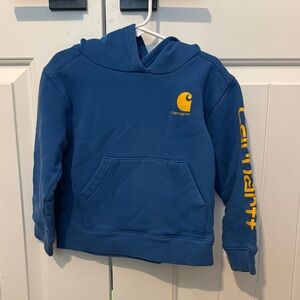 Carhartt Kids Hoodie in Blue with Yellow Logo